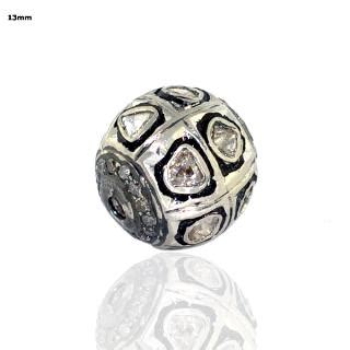 Pave Diamond Beads, Sterling Diamond Pave Beads, Gold Beads, Findings ...