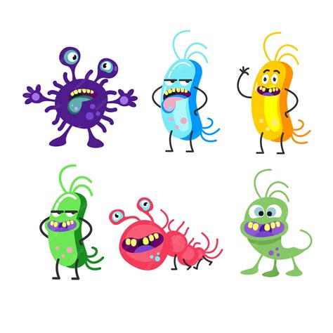 Bad viruses and bacteria. vector cartoon characters. isolated on white ...