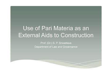Use of Pari Materia as an External Aids to Construction - (Dr.) S. P ...