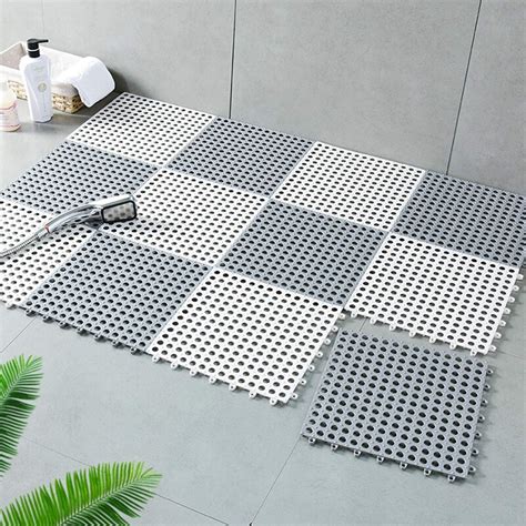 Buy Interlocking Floor Tiles with Drain Holes, Non Slip TPE Soft ...