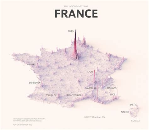 Population density map of beautiful France. by... - Maps on the Web
