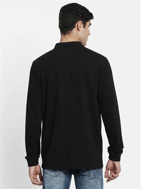 Men Black Polo Collar T-shirt
