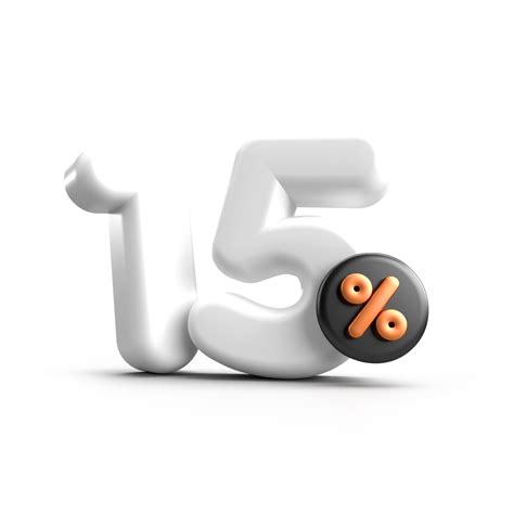 3D render 15 Percentage sale discount white color transparent for shop ...