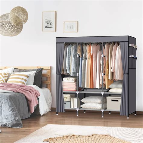 61-Inch Portable Wardrobe with Hanging Rods and Australia | Ubuy