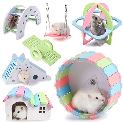 Janyoo Hamster Hideout And Toys Wheel For Dwarf Hamster Cage ...