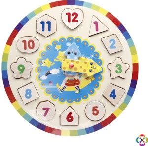 QBIC Teaching Time Wooden Clock Toy for Kids / Learning Shapes ...