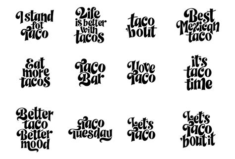 Taco phrase typography design funny quote hand drawn lettering food ...