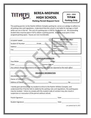 Fillable Online berea k12 oh BEREA -MIDPARK HIGH SCHOOL TITAN - berea ...