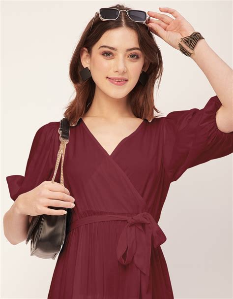 Short Sleeve V Neck Solid Rayon Dress - Moomaya