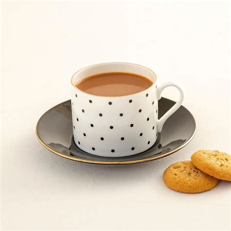 Buy Andrey Polka Dot Bone China Cup and Saucer - 250ml from Home Centre ...
