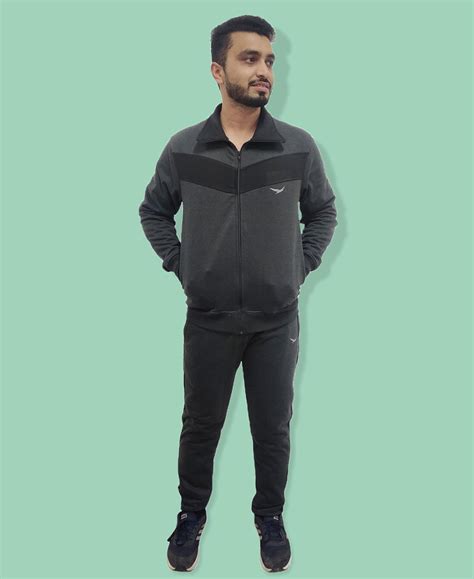 Buy HiFlyers Mens Anthra Regular Fit Solid Fleece Tracksuit| TTBazaar ...