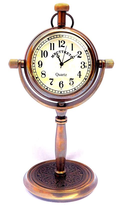 Brass Antique 4" Inch Stand Table Clock with Antique Finish Nautical T