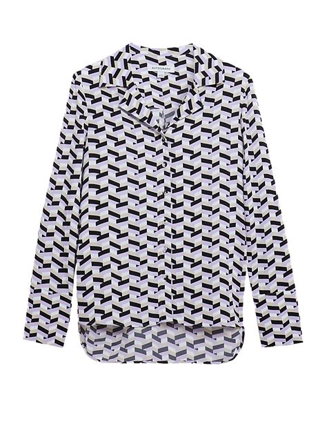 Buy Geometric Collared Long Sleeve Shirt at Marks & Spencer