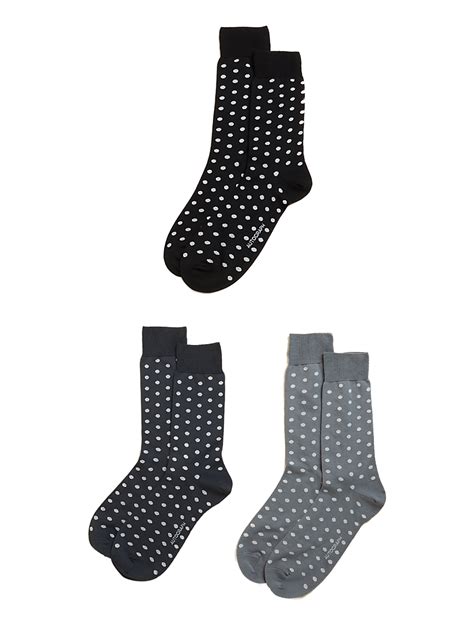 Buy 3pk Polka Dot Cotton Blend Socks at Marks & Spencer