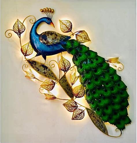 Buy NAVI ART & CRAFTS Metal Decorative Wall Mounted Peacock With Led ...