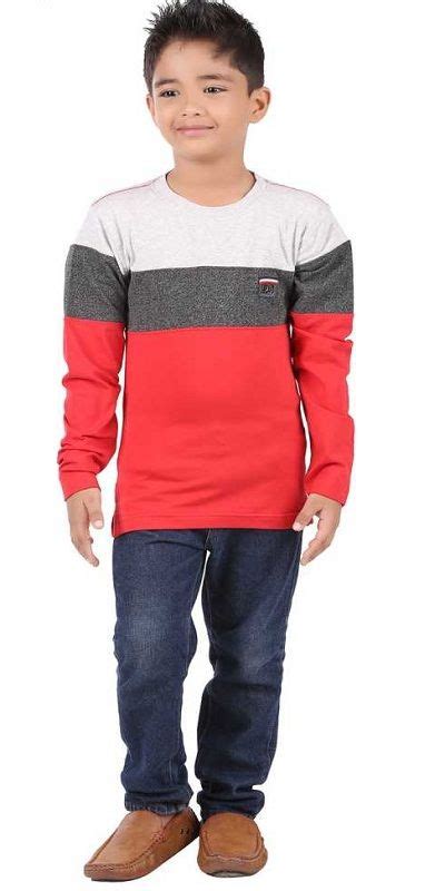 Boys Solid Cotton Lycra Blend T Shirt