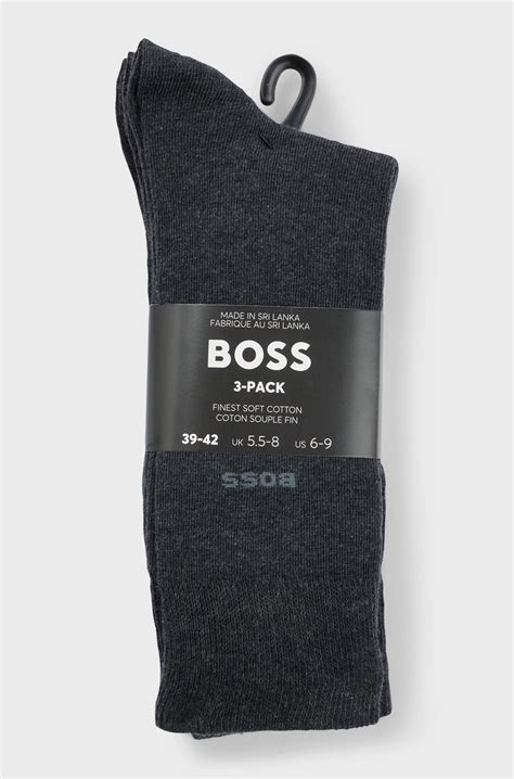 BOSS - Three-pack of regular-length socks in stretch fabric - Dark Grey