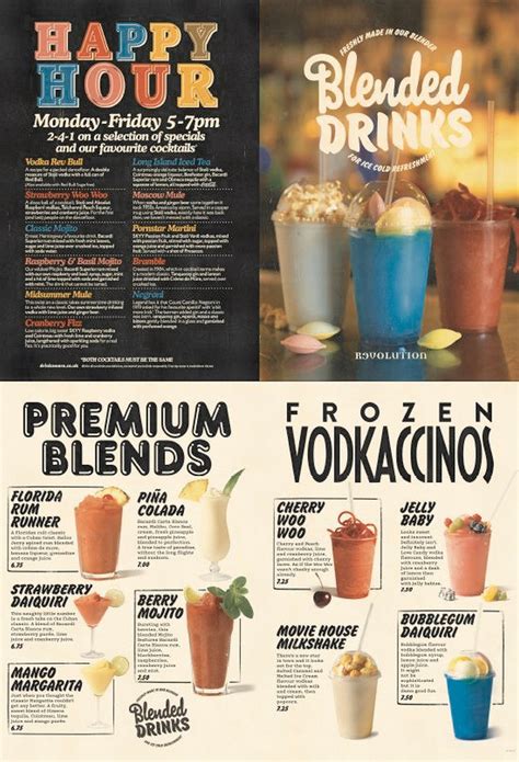 46 Creative Restaurant Menus Designs - Happy Hour Drinks Menu Highlighted