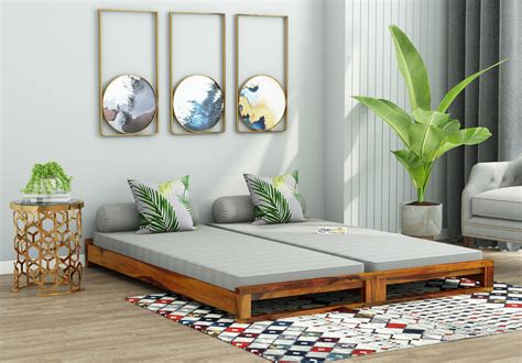 Sofa Beds: Buy Aper Wooden Sofa Cum Bed (Honey Finish) Online in India ...