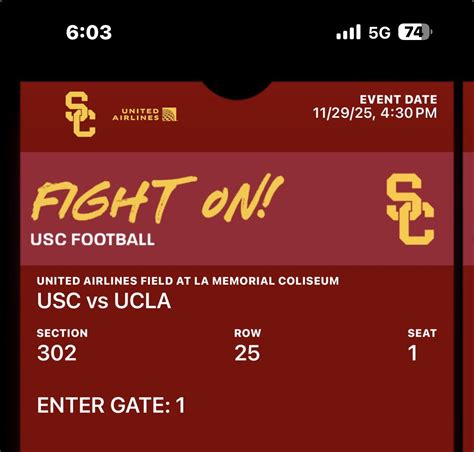 USC Vs UCLA Football Ticket for Sale in San Dimas, CA - OfferUp