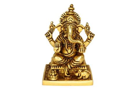 Buy Traditional Ganesha Idol in Shining Brass Online @ Cheap Price ...