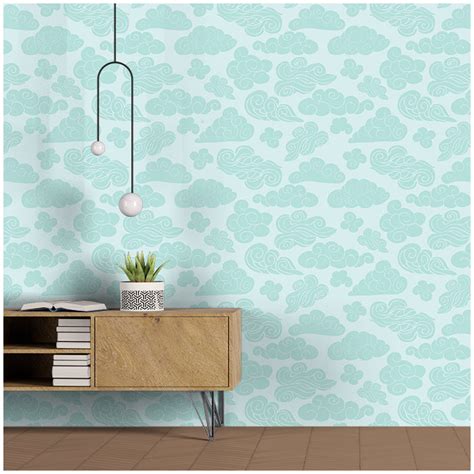 Pastel Blue Cloud Pattern Wallpaper – My Cute Stickons