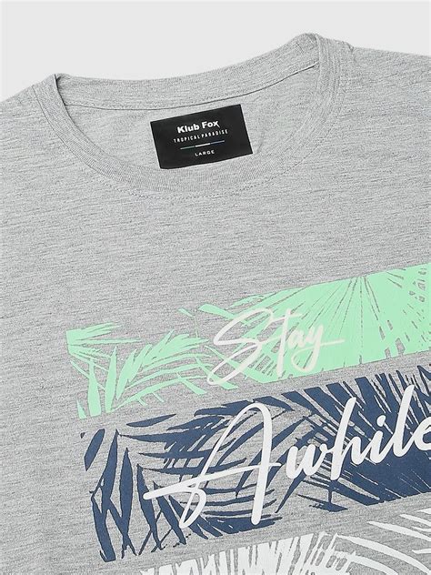 Grey Melange Printed T-Shirt