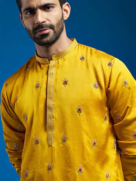 Men's Mustard Silk Blend Kurta – vastramay
