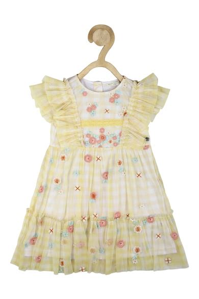 Buy Girls Yellow Check Partywear Dress Online - 792599 | Peter England