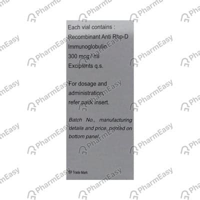 Buy Anti D 300 MCG/ML Injection (1) Online & Save Up to 24% at PharmEasy