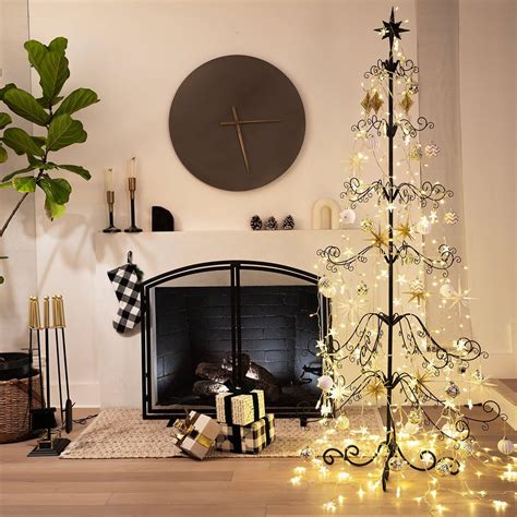 Barton 6.4ft Christmas Metal Ornament Tree - Features Hooks for ...