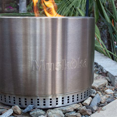 Muskoka 19.5" Stainless Steel Smokeless Wood Burning Fire Pit with ...