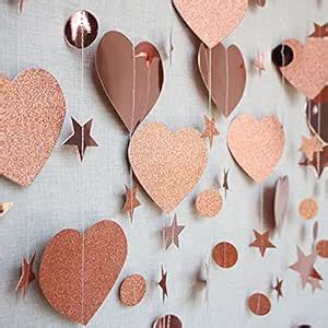 Glitter Rose Gold Party Paper Garland Circle Dots Twinkle Star Heart ...