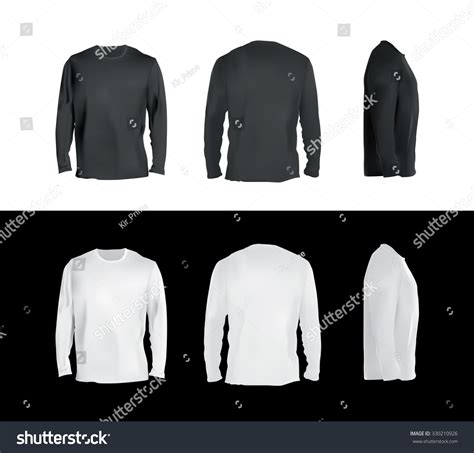Long Sleeved Tshirt Templates Collection Front Stock Vector (Royalty ...