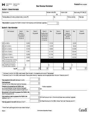 Fillable Online Beer Revenue Worksheet Fax Email Print - pdfFiller