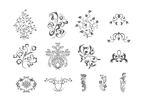 Simple Floral Ornament Set Vector Download