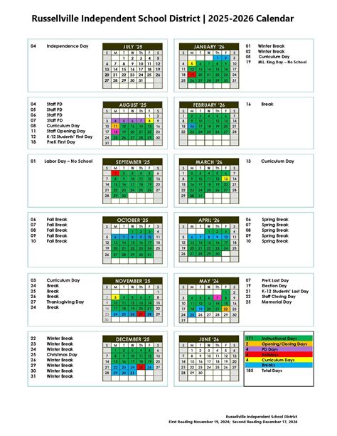 2025-2026 School Calendar - District Information - Russellville ...
