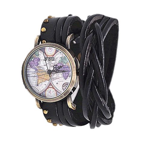 MINILUJIA Bohemian Style Analog Quartz Watch Double Wrap Word Map Women ...