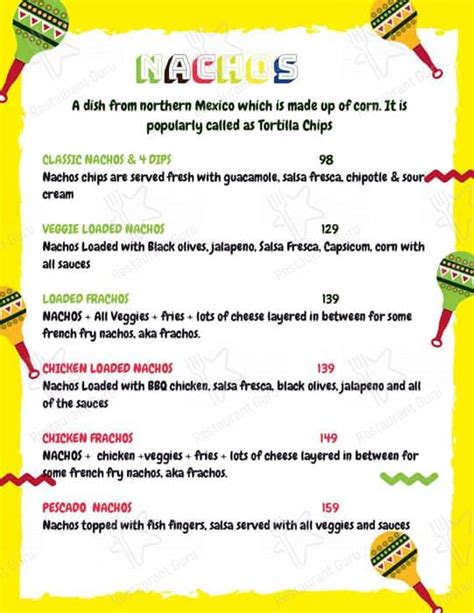 Menu at Tacos Talk, Chennai