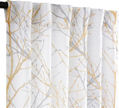 FMFUNCTEX Semi-Sheer Yellow White Curtains 63inch India | Ubuy
