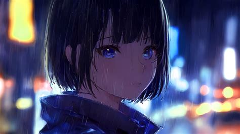 Wallpaper girl, eyes, rain, anime hd, picture, image