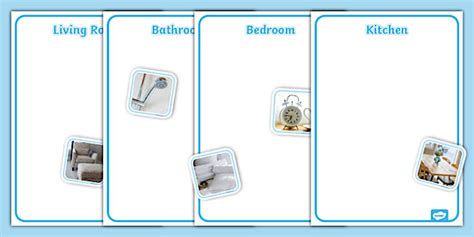 Kitchen, Bedroom, Bathroom and Living Room Sorting Activity