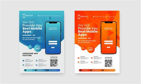 Mobile app poster template | Premium Vector