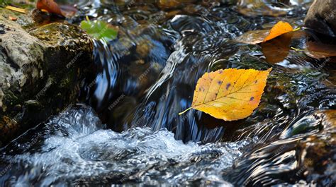 Premium Photo | A beautiful closeup of a fallen yellow leaf floating on ...