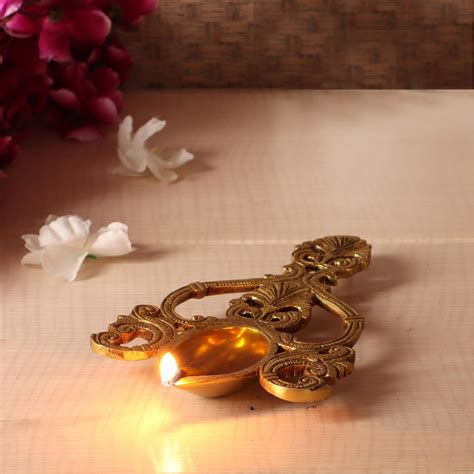 Brass Ethnic Handcarved Pooja Havan Spoon, Aarti Spoon (Golden) – Two ...