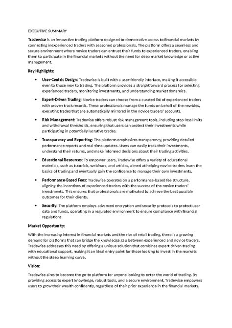 Tradewise complete case study reviewed - EXECUTIVE SUMMARY Tradewise is ...