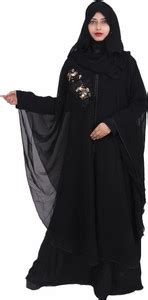 Dubai Collection Polyester Self Design Abaya With Hijab Price in India ...