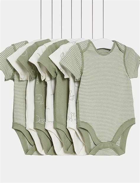 Buy 7pk Pure Cotton Patterned Bodysuits (5lbs-3 Yrs) at Marks & Spencer