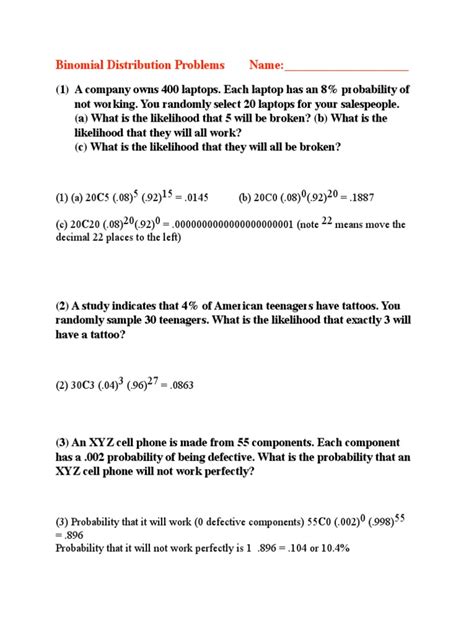 Image result for Binomial Distribution Problems and Answers