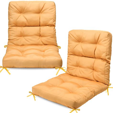 Amazon.com: Hoteam 2 Set Outdoor High Back Chair Cushions Patio Seat ...